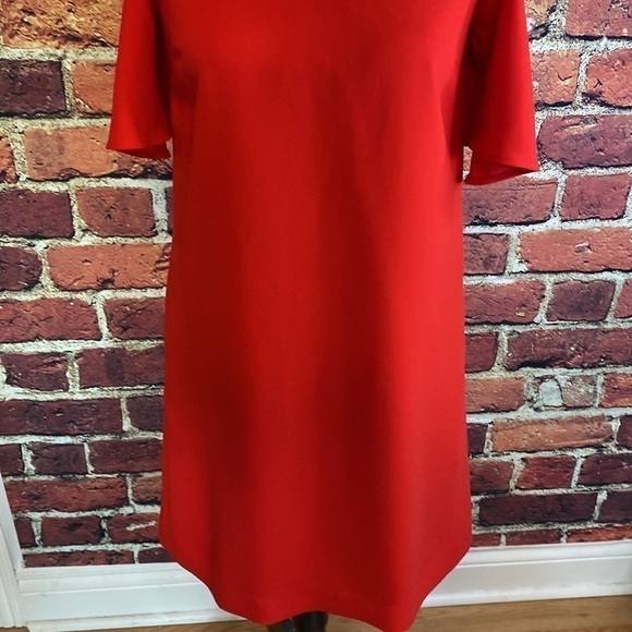 RW&CO Red Cold Shoulder V-neck Mini Shift Dress with Pockets Size XS - Picture 7 of 13